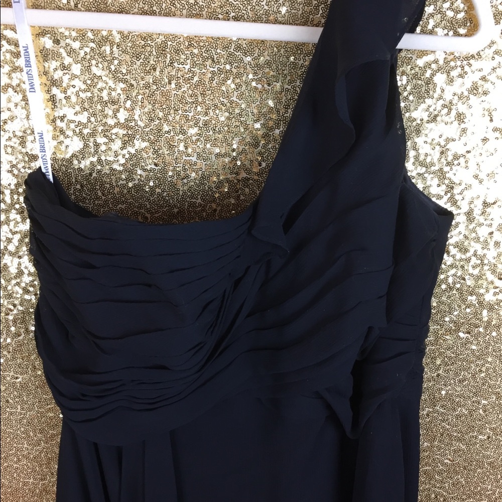 David’s Bridal ruffled one-shoulder gown